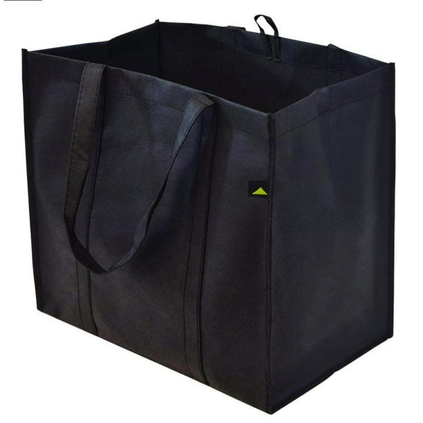 5 Shopping Bags Zipper Jumbo Grocery Tote Black Reusable Eco Friendly Large Bag